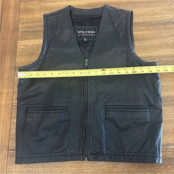 Wilsons Men’s Black Leather Vest Size Small Biker Moto Western Full Zip Unisex - Picture 7 of 13
